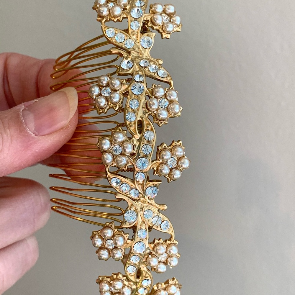 custom rhinestone pearl wedding hair accessory - Picture 13 of 15